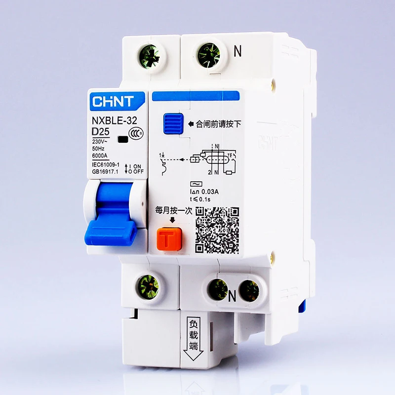 CHINT AC230/400 V NXBLE-32 1P+ N устройство остаточного тока D 6 10 16 20 25 32A электромагнитного выпуска Тип D защита от утечки