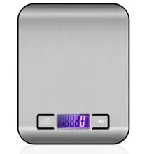 Кухонные весы из нержавеющей стали, электронные весы весом 5 кг 10 кг, измерительные весы, инструмент, тонкие цифровые электронные весы с ЖК-дисплеем