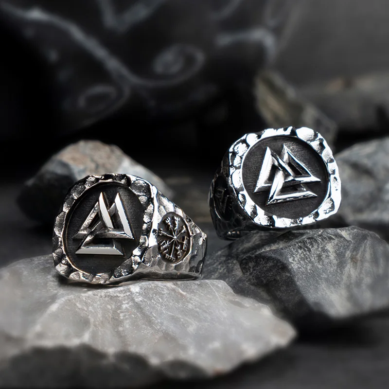 Goedkoop Valknut Viking Ringen Voor Man Vintage Rvs Punk Ring Mode sieraden Hippop Mygrillz