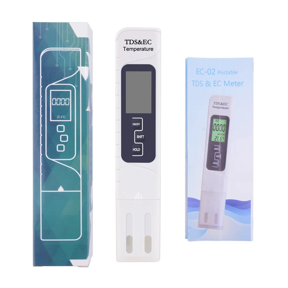 Измеритель Качества Воды 3 в 1 TDS& EC& температура Высокая точность 0-19999 PPM Ручка обнаружения проводимости с подсветкой