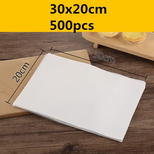 30x20cm 500 шт. белая прямоугольная антипригарная бумага для печенья пергаментная бумага противень масло бумага приспособления для выпечки барбекю бумага для шашлыка форма для выпечки коврик - Цвет: 30x20cm