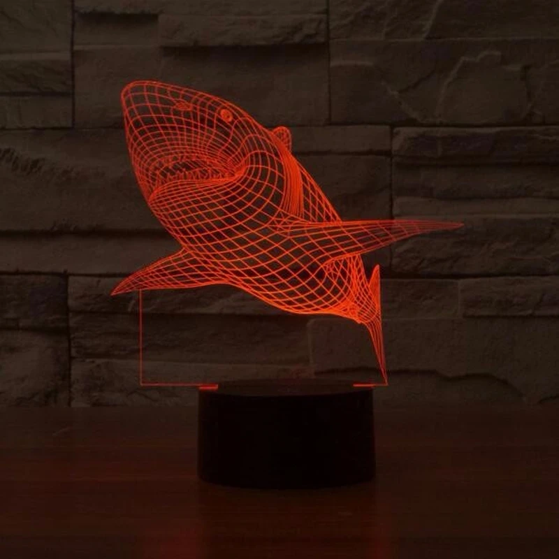 3d светодиодный светильник ночник Творческий Акула детская настольная лампа