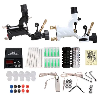 

Beginner Tattoo Kit 2 Machines Rotary Machine Sets LCD Power Supply Needles Grips Accessories