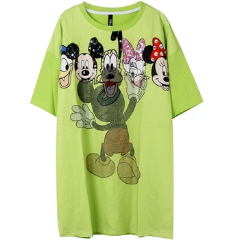 

Tide brand T-shirt female 2020 summer new loose jacket short-sleeved childlike cartoon hot drilling large size T-shirt female