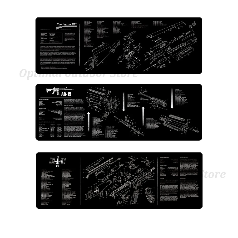 

TOtrait Gun Cleaning Rubber Mat With Parts Diagram and Instructions Multifunctional mouse pad for AK47/AR15/SIG P220 P226/Glock