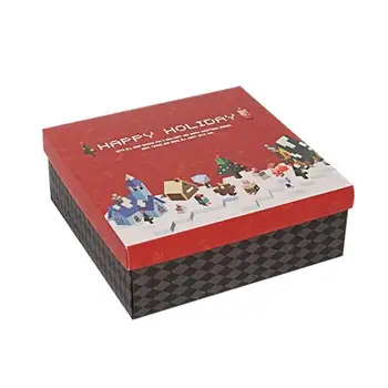 

Christmas Cake Box Cute Cartoon Merry Christmas Cookie Snacks Gift Box Square Lollipop Box For Xmas Holiday Festival