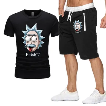 

T Shirt Shorts Sets Men Letter Printed Summer Suits Casual Tshirt Rick and Morty Man Tracksuits Brand Clothing Tops Tees Set New