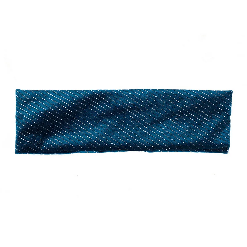 Blue Geebro/Женская Полосатая повязка на голову со стразами, тюрбан, однотонный ребристый теплый ободок для волос, эластичные резинки для волос, женская голова, головной убор - Цвет: Blue
