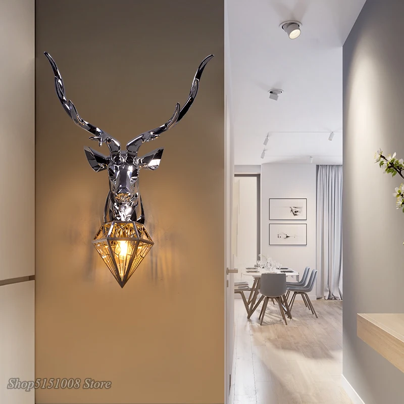 US $64.97 American Retro Deer LED Wall Lamps Antlers LED Wall Light Fixtures Modern Living Room Bedroom Bedside Wall Sconce Home Luminaire