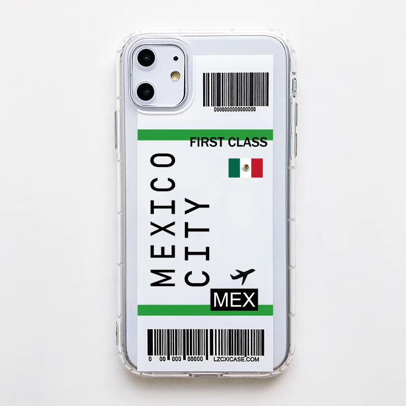 Hot New York Seoul Tokyo INS First Class Ticket Phone Case For Samsung S9 S8 Note 10 9 Plus cover Luxury 3D clear Flight Ticket - Цвет: MEXICO