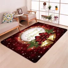 Рождественский Санта-Клаус Противоскользящий кухонный ванная комната ковер Рождественская елка колокольчики шары печать