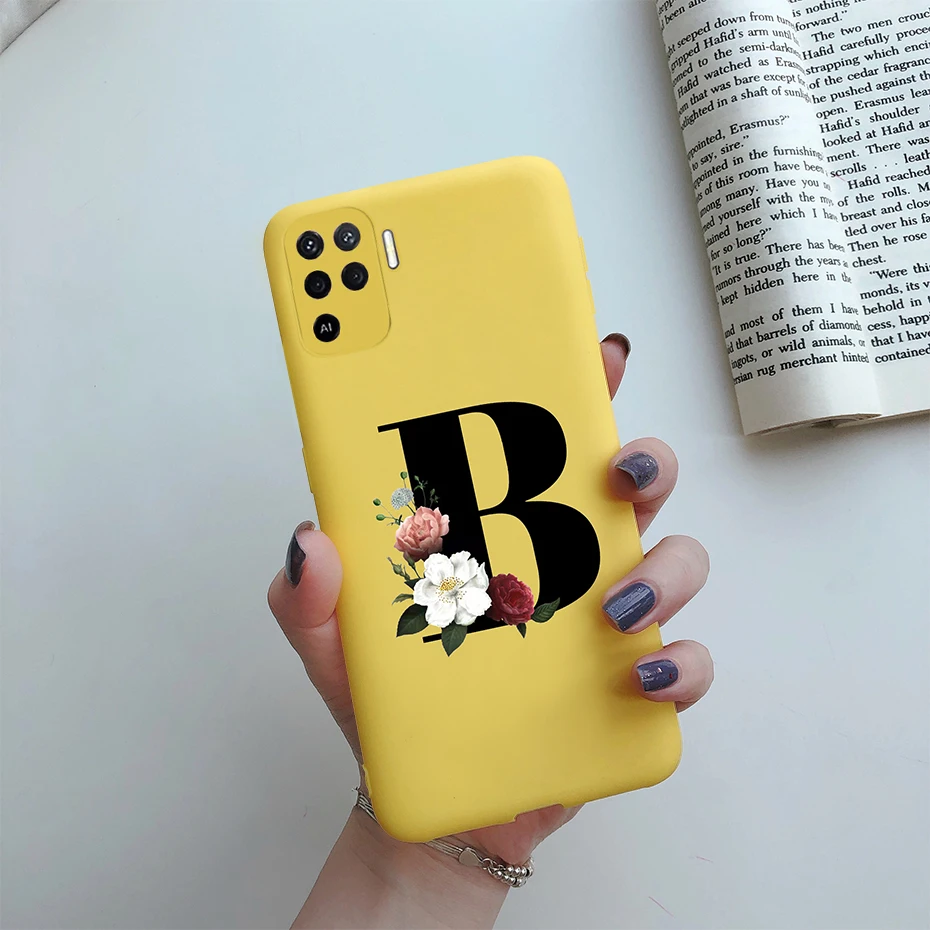 cases for oppo phones For Oppo Reno 5 Lite Case Letters Monogram ABC Flower Soft Silicone Back Cover For Oppo Reno5 Z Reno 5 F Z Lite 5F 5Z 5Lite Case oppo phone back cover Cases For OPPO