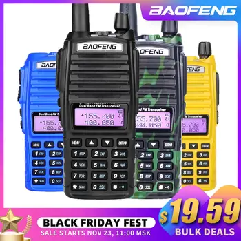 

Baofeng UV-82 Walkie Talkie Dual PTT UV 82 Portable Two way Radio VHF UHF Ham CB Radio Station 1Pcs UV82 Hunting Transceiver