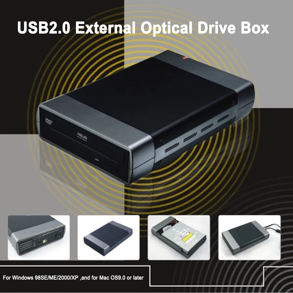 CD DVD Drive 5.25 inch Optical Drive Enclosure USB3.0/2.0 to SATA US/EU Adapter Hard Disk Case Support DVD 16 Speed Recording