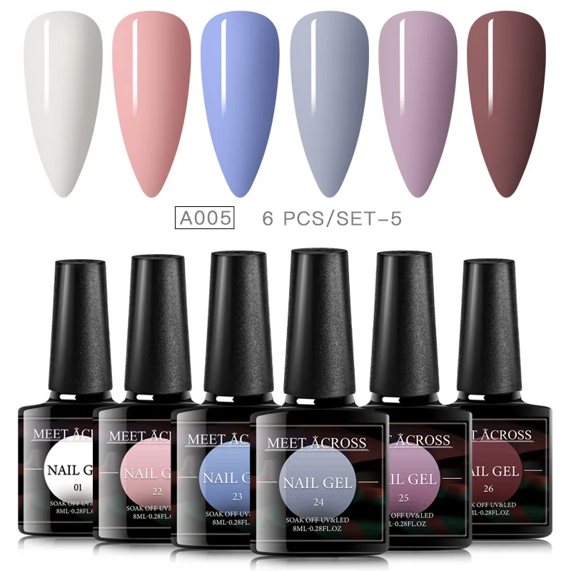 Набор гель-лаков MEET ACROSS UV Vernis Полуперманентная гель-краска матовое верхнее покрытие 8 мл Гель-лак для маникюра - Цвет: AS09162