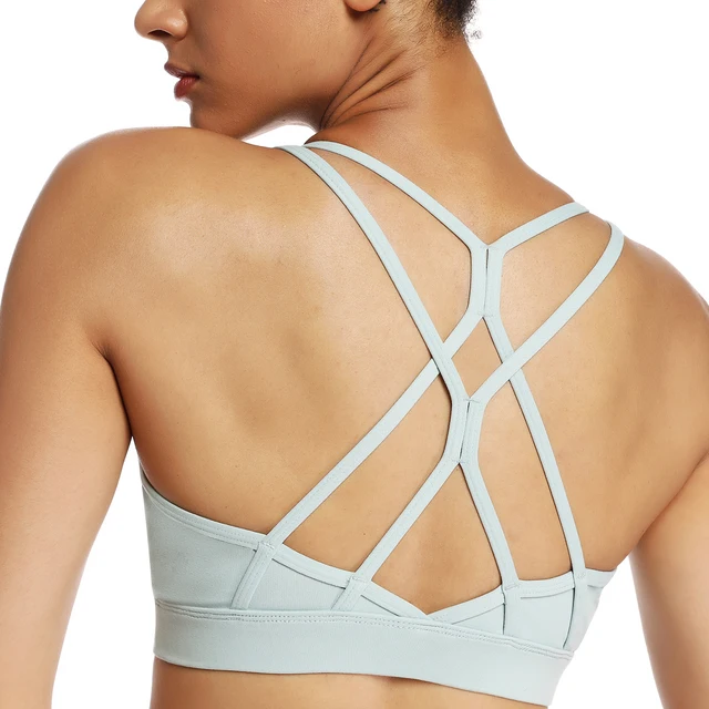 Large Size Strappy Sports Bra Fitness Crisscross Back Women Sport Bra Light Support Top Brassiere Bra