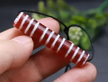 

Magic Power Tibetan Old Red Agate 12 stripe totem dZi Bead Amulet 54mm