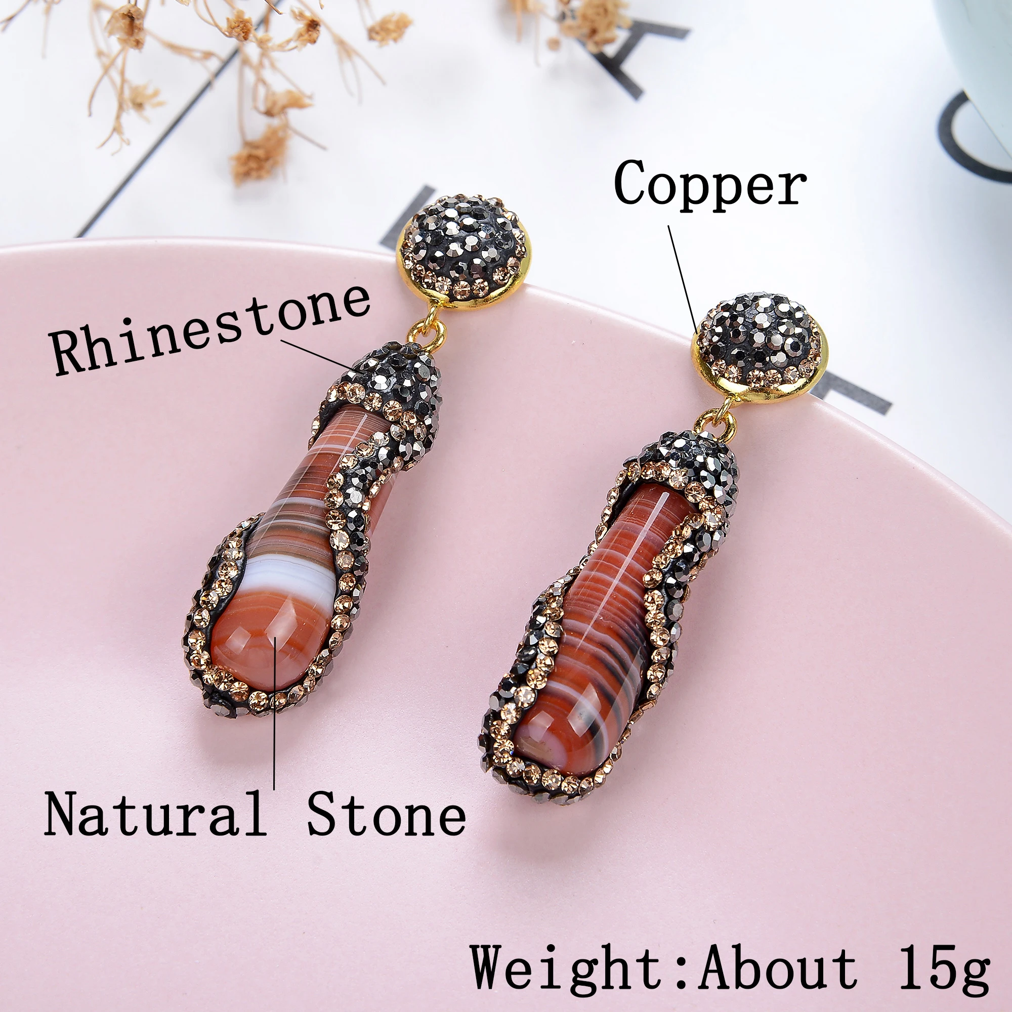 High Quality Natural Stone Women Drop Earrings Transparent Quartz Rock Exquisite Female Earring 2021 Fashion Jewelry wholesale - Image 6