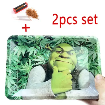 

2pcs set Manual Tobacco Roller + Tray Storage Plate Discs Weed Roll Paper Tools Portable Smoke Weed Accessories