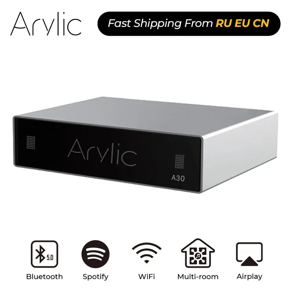 US $118.99 A30 WiFi And Bluetooth Amplifier Wireless Audio Receiver HiFi Class D Mini Streamer MultiRoom DLNA Airplay Spotify Free APP