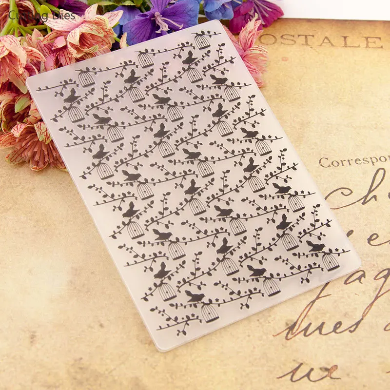 Новый Цветок Птица печатные пластиковые папки для тиснения Diy открыток
