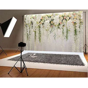 

Floral Wedding Backdrop White and Pink Rose Wall Background 7x5 Bridal Shower Romantic Scene Photography Backdrops