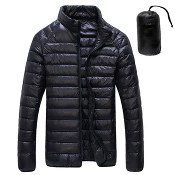

Autumn Winter Down Jacket Men Casual Stand Collar Ultra Light Parka Coat Portable Outwear Windproof White Duck Down Jacket