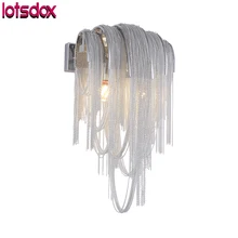 

Modern Creative Tassel-Shaped Aluminum Chains Wall Lights E14*2 Silver/S Gold Aisle Wall Lamp For Living Room Aisle Stair Beside