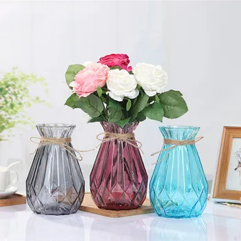 

Colorful Glass flower vase Living Room Table Decoration Vase terrario in vetro Dry Flower Vase Watertight Green Plant Pot