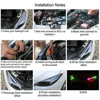 

Car Turn Signal Strip Auto 60CM RGB Flexible Remote Sequential Daytime