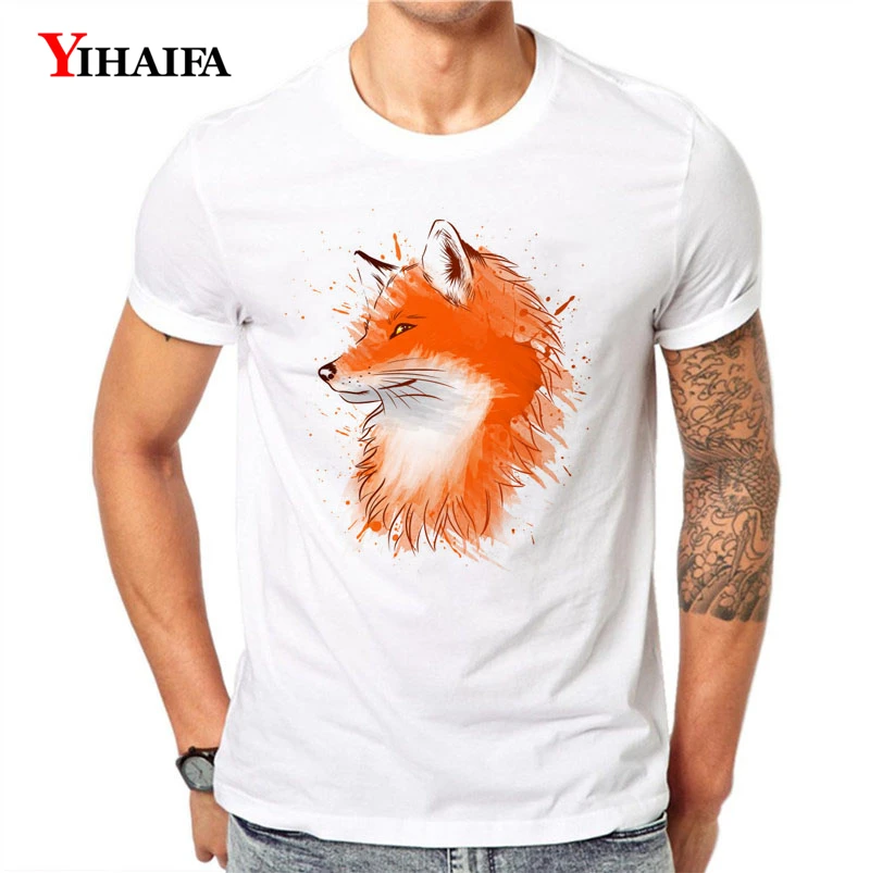 

Men T-Shirt Roupas Print Fox Animal Graffiti Graphic Tees Casual Summer Tee Shirts Short Sleeve Unisex White Hip Hop Tops