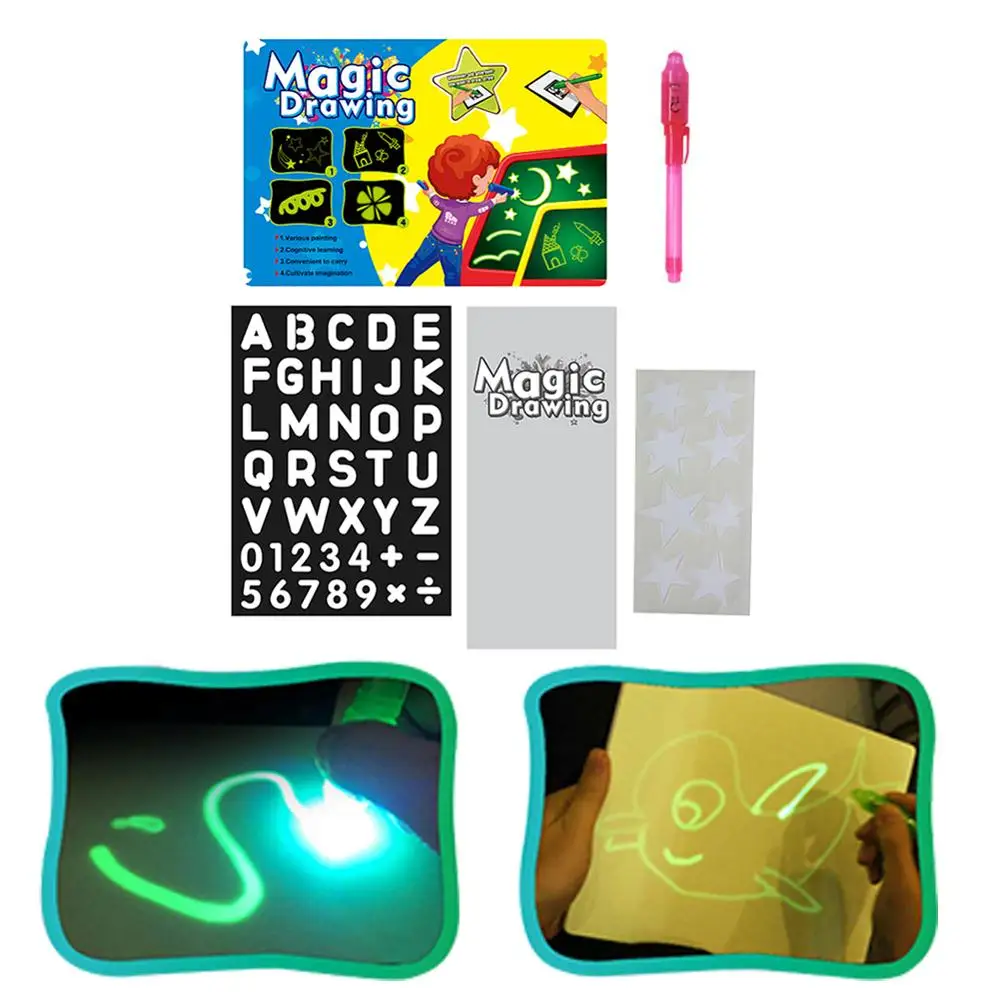 3D Рисование с ночным светильник в темноте детские игрушки написание волшебная доска для рисования Набор Обучающие английский язык фосфоресцирующие дети