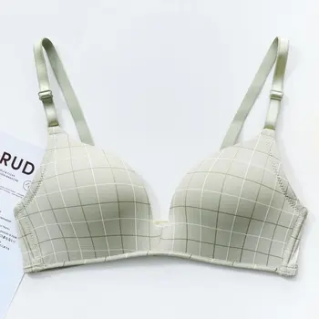 

Women's Bras Underwear Women Push Up Seamless Plaid Bra Gather Adjustable