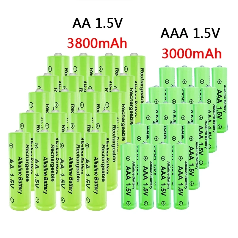 AAA + AA перезаряжаемая 1 5 V 3800mah-1 3000mAh щелочная батарея игрушка-фонарик watch MP3 плеер
