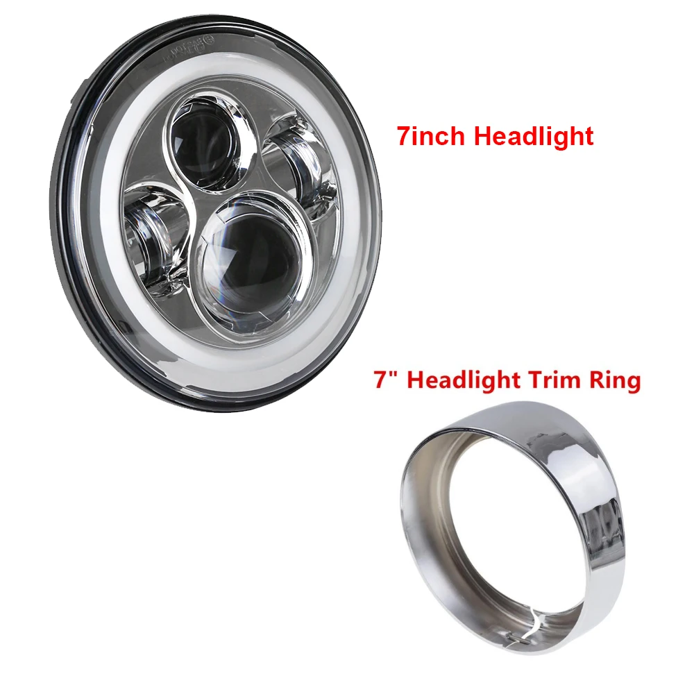 7 Inch Black/chrome Headlight Headlamp Trim Ring For Road King Electra