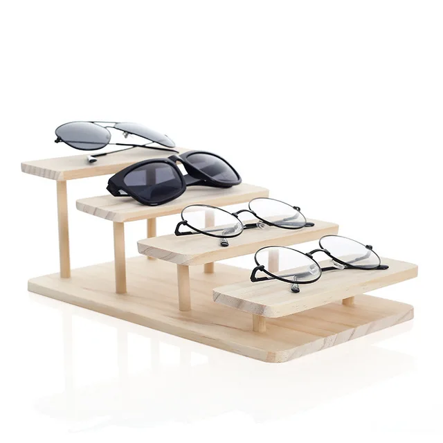 Rasalhaguer Assembleable Bamboo 4 Layers Options Sunglasses Stand Glasses Display Jewelry Holder Bracelet Watches Show Product natural assembleable wooden sunglasses holder stand organizer glasses display jewelry bracelet watches show product 1to 5layers