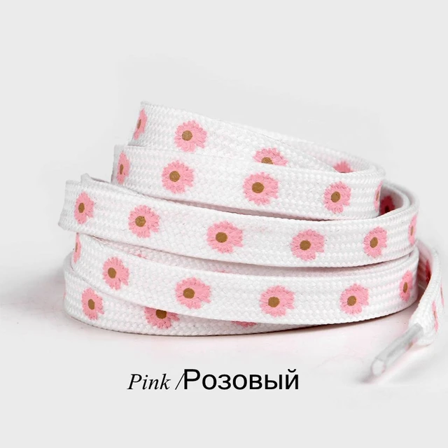 Little Daisies Shoelaces Cartoon Printing Fashion Unisex Flat Shoe laces High-top Canvas Sneakers Shoelace AF1 Sports Shoelaces Pink