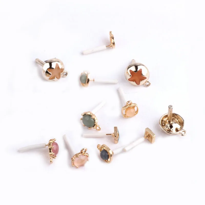 

6p diy handmade jewelry accessories korea retro multi-color variety of mermaid tears five-pointed star earrings pendant material