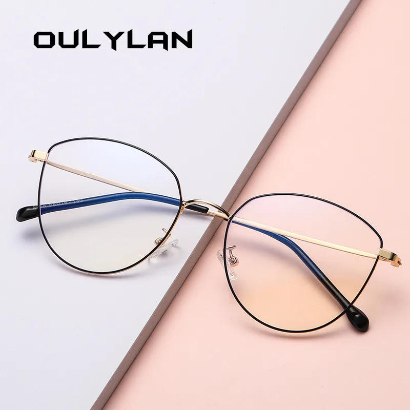 

Oulylan Women Anti Blue Light Glasses Frames Men Cat Eye Eyeglasees Frames Clear Myopia Optical Spectacles Computer Eyewear