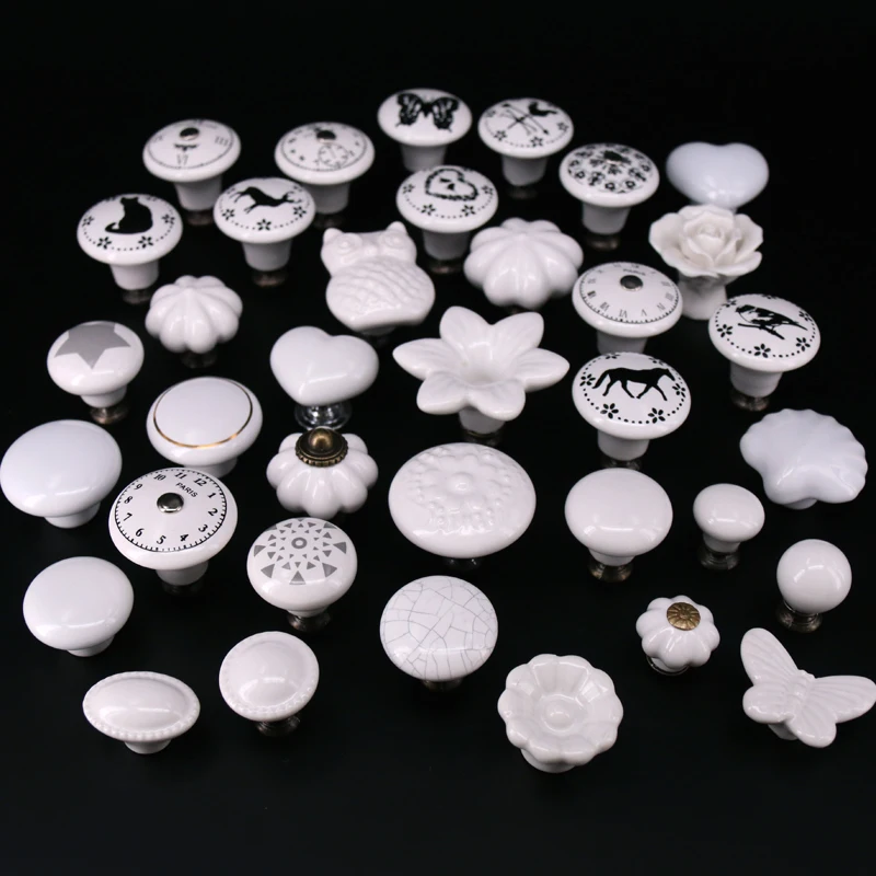 Classic White Porcelain/Ceramic Drawer Pull Knob Cabinet Cupboard Door Handle Knob 1x