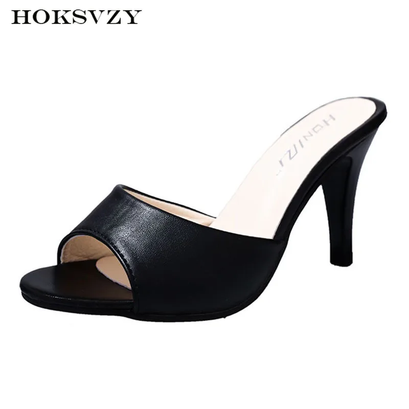 HOKSVZY женские тапочки 2019 женская модная одежда туфли на шпильках с открытым носком