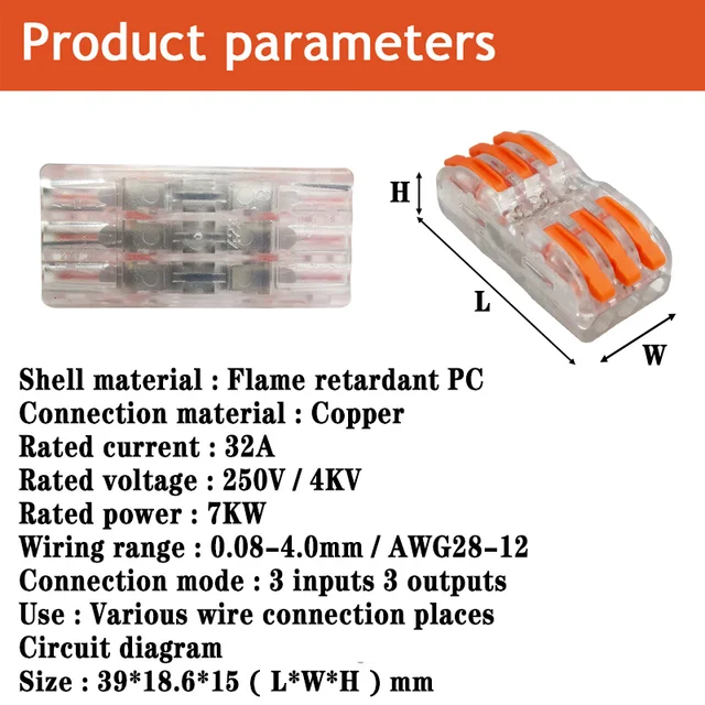 Mini Fast Wire Cable Connectors Universal Compact Conductor Spring Splicing Wiring Connector Push-in Terminal Block SPL/KV-2/3 SPL-3T