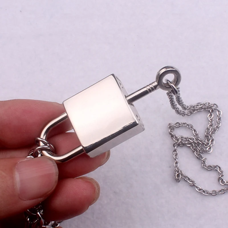 Модное ожерелье с подвеской в виде замка для ключей для женщин и мужчин, серебряное ожерелье с замком, многослойная цепочка на шею с замком, ювелирные изделия в стиле панк