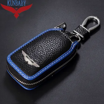 

KUNBABY Top Genuine Cow Leather Car Key Bag Car Key Case Holder New Fashion Car Stylin Car Accessories For Aston Martin