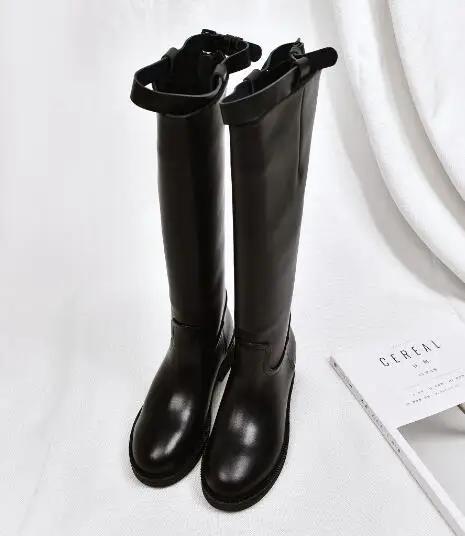High Boots Women Long Boots Genuine Leather Punk Boots Autumn Winter Boots Slip On Fashion Warm boots Comfort Ladies Shoes
