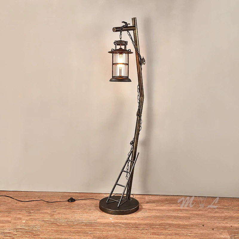 Tanie Krajem ameryki lampa podłogowa Vintage przemysłowe stojące lampy do sypialni Foyer sztuka