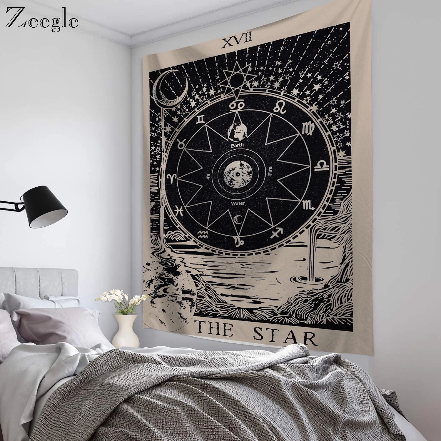 Zeegle Polyester Wall Hanging Witchcraft Tapestry Beach Towel Blanket Picnic Mat Tarot Wall Hanging Creative Travel Mattress