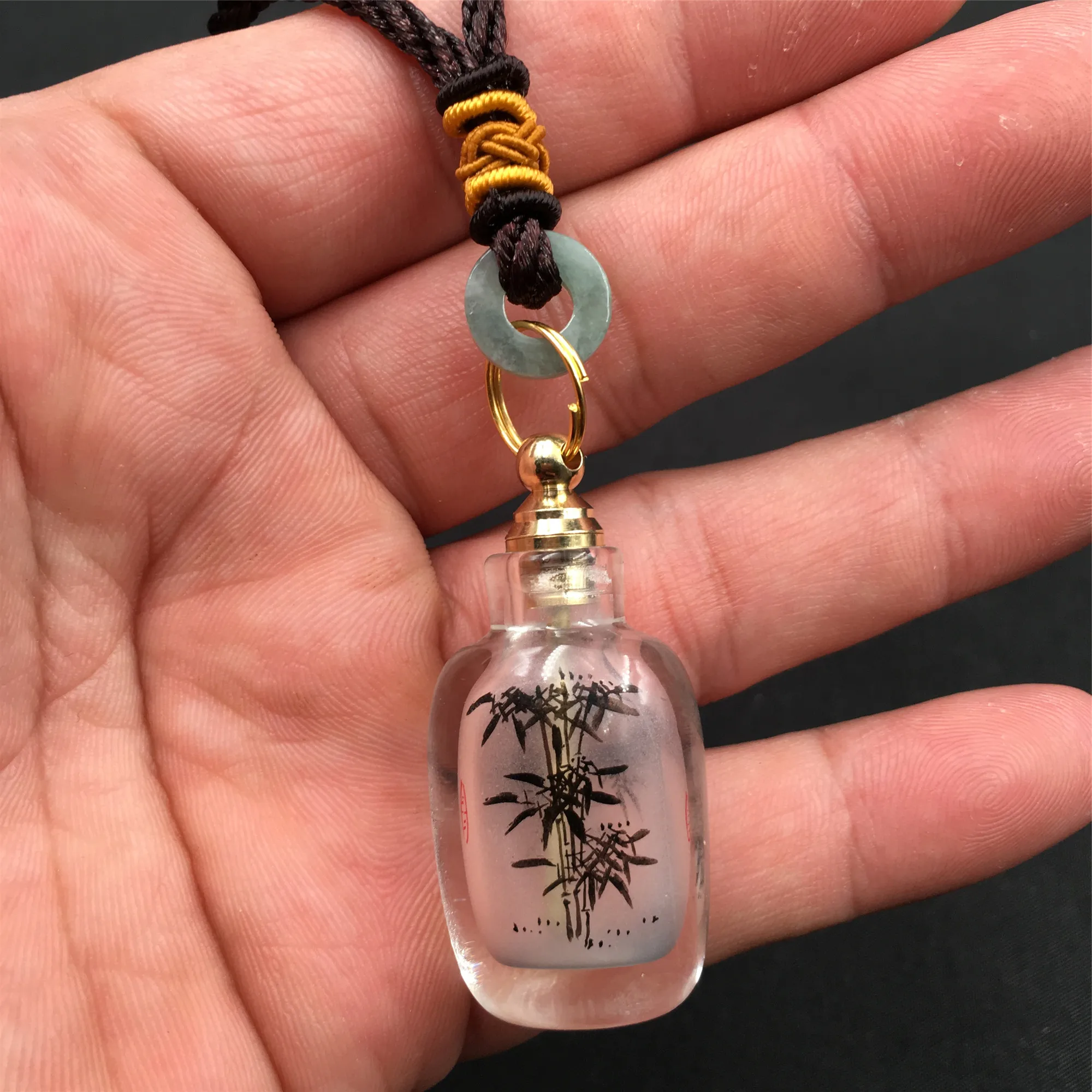 Snuff Vial with Spoon Necklace Pendant + Spoon Inside Lid