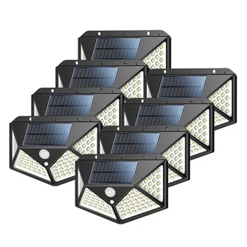 

8PCS 100 LEDs Solar Lights Outdoor Solar Powered Motion Sensor Lights Outdoor Wall Light Night Light
