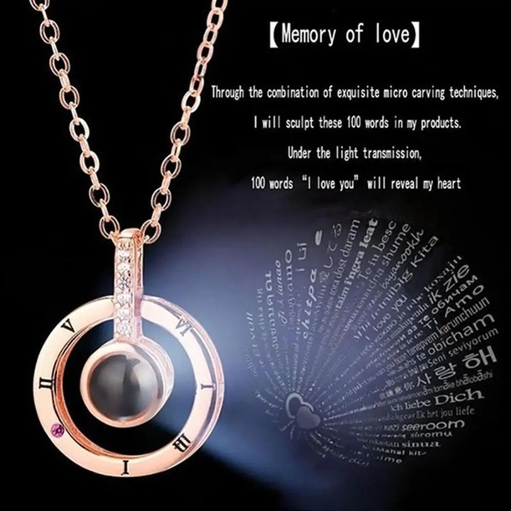 Choker Necklace I LOVE YOU In 100 languages Projection For Memory Of LOVE Round Gifts Shaped
